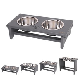 HTB Elevated Dog Bowls,Raised Dog Bowl Stand with 2 Stainless Steel Bowls,Elevated Raised Pets Bowls for Large Medium Small Sized Dogs