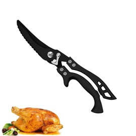 Geflügelschere scharfe Küchenschere,Geflügelschere Edelstahl mit Ergonomischen Griff, Pute oder Truthahn,Fleischschere, Huhn, Gans, zum Zerteilen von Ente(Schwarz)