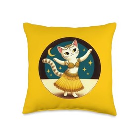 Moon Belly Dance Cat Belly Dancer Throw Pillow