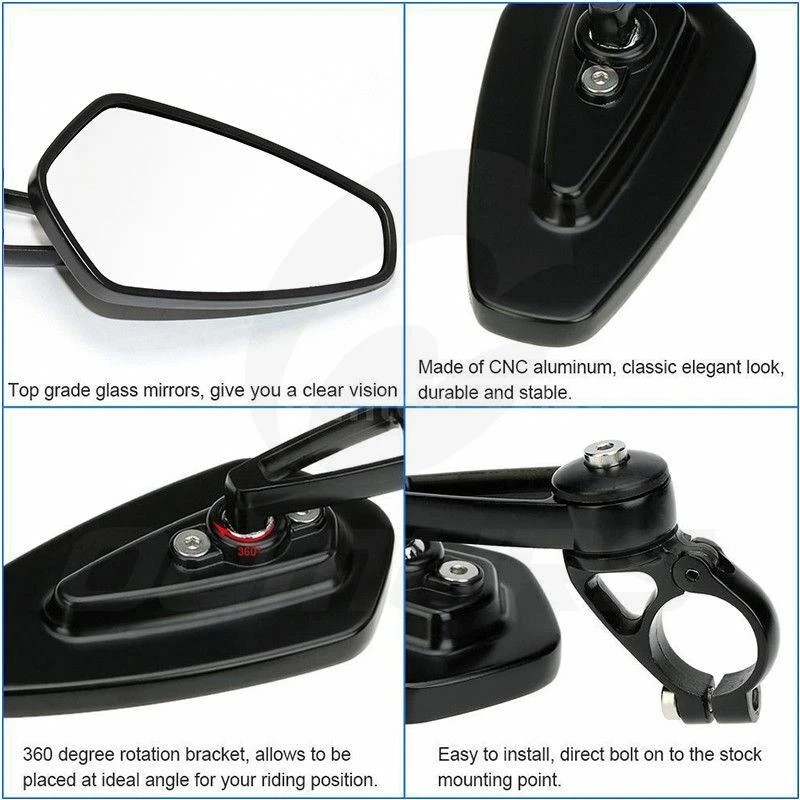 OUMURS Motorcycle 7/8" 22mm Handle Bar End Mirrors For For