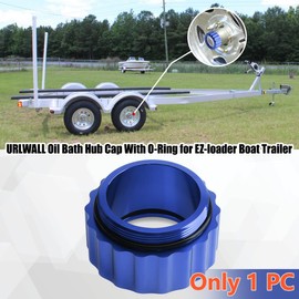 URLWALL Upgraded Oil Bath Hub Cap for EZ-Loader Boat Trailer, CNC Aluminum Oil Filler Caps W/O-Ring Fit 10" 5 Lug Hub and Drum, Anti-rust Durable Trailer Hub Cover EZ Loader Parts (250-034388)(Blue)
