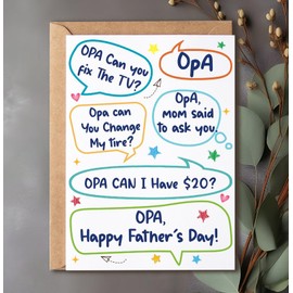 ShelbyShops Opa! Can You...? Card, Funny Father's Day Card, Funny Joker Greeting Card For Opa, Father's Day Card From Daughter, Happy Father's For Opa Card, Perfect For Father's Day