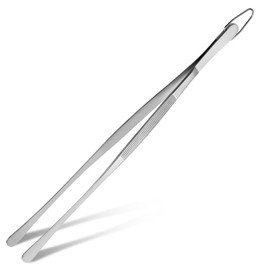 Cooking Tweezers Stainless Steel 12 Inch, Kitchen Tweezers Stainless Steel Long Cooking Tweezer Stainless Steel Metal Fine Tweezers Tongs with Precision Serrated for Grill, Culinary, Pasta, Salad