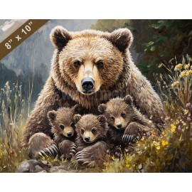 Grizzly Bear with cubs oil painting 8x10 Print 9.33.51AM 8.47.39PM