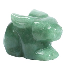 Nupuyai Green Aventurine Hand Carved Crystal Stone Statue Animal Rabbit, Reiki Energy Healing Figurine Easter Bunny Spiritual Ornament Good Luck Home Decor 1.9"