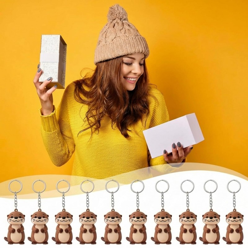Sureio 48 Pcs 3D Silicone Otter Keychain Bulk Otter Stuff