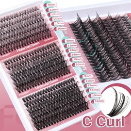 Focipeysa Wispy Lash Clusters 360pcs Eyelash Extension 30D 40D 50D Individual Lashes 9-16mm Mixed Eyelash Clusters Natural Lash Extensions with Lash Bond and Seal and Tweezers DIY Cluster Eyelashes