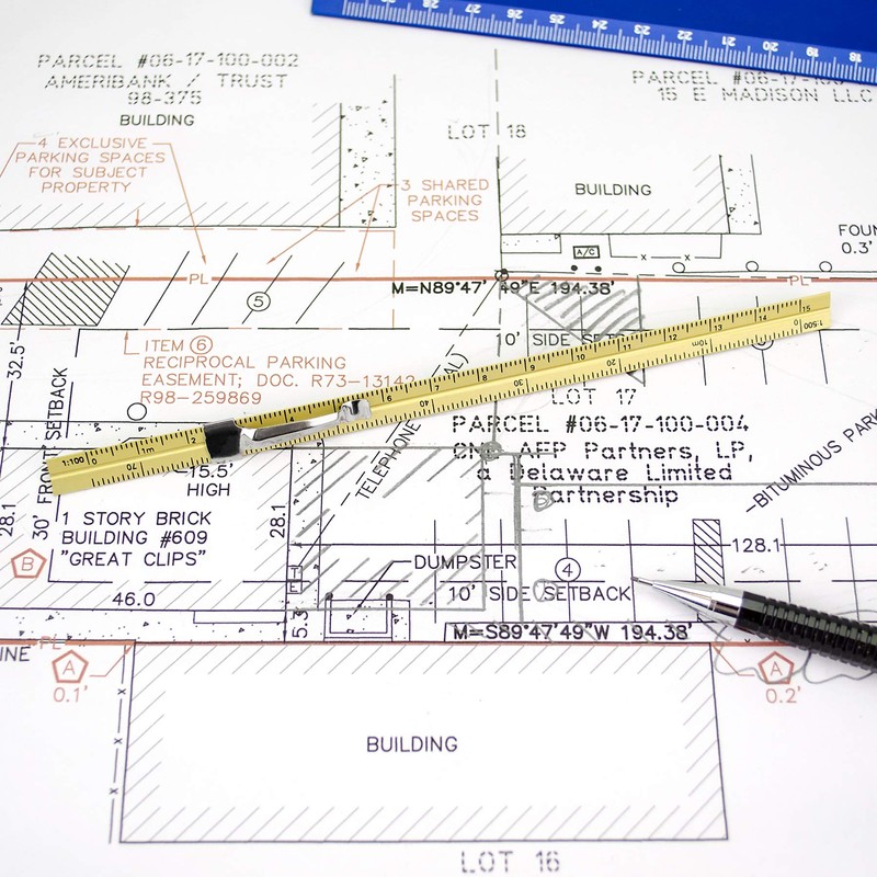 Alumicolor Aluminum Engineer Pocket Scale With Clip, 6IN, Black