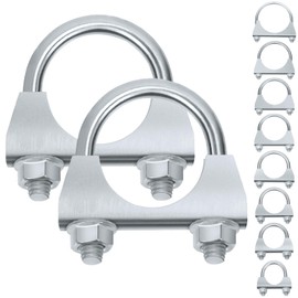 Keadic 2Pcs 1-3/8" Zinc Plated Exhaust U Clamps, Universal Silencer Exhaust Clips, 35mm Saddle Flange Muffer U-Bolt Clamp for 1-3/8" OD Pipe