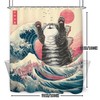 Glioown Funny Japanese Cat Shower Curtain 60Wx71L, Hilarious Cool Animal