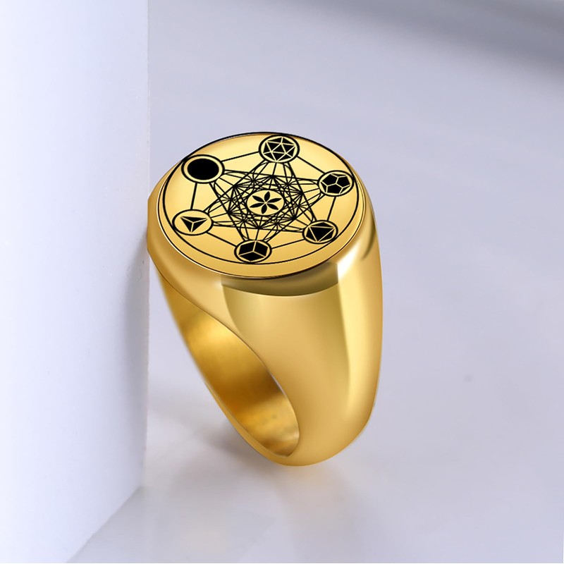 UNIFT Metatron’s Cube Ring for Men Women Stainless Steel Angel
