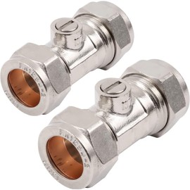 TC 15mm Isolations Valves Chrome Isolating Valve Compression & Easy Installation - Fitting Stopcock Valve & Stop Tap Water - WRAS Approved Plumbing Fittings Pack of 2