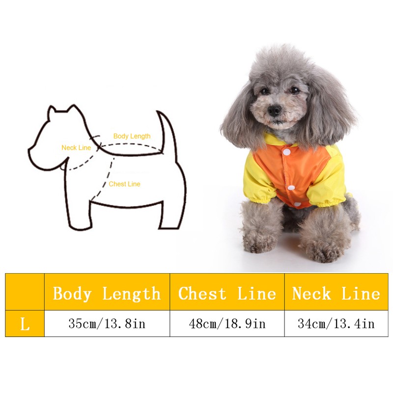 Dog Cute Raincoat Hooded Cloak Rain Jacket Cover Waterproof Polyester