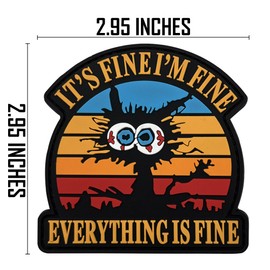 Tavashome Bundle 2PCS It's Fine I'm Fine Everything is Fine 3D PVC Rubber Hook Loop Patches, Funny Fine Cat Kitten Humor DIY Patch, 2.95" x 2.95" Sized, Tactical Morale Badge Decal Patch