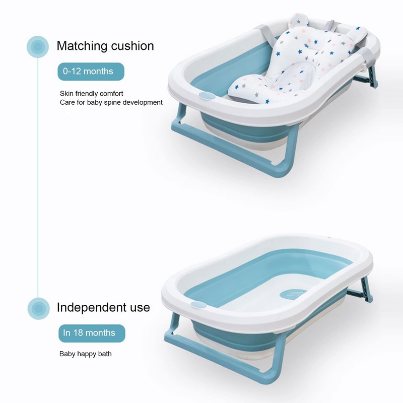 Baby Bath Seat Cushion, Floating Safe Bath Seat, Foldable, Adjustable,