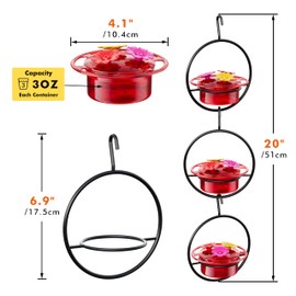 iBorn Circular Hanging Hummingbird feeders for Outdoors 3PCS 3OZ Mini Hummingbird Feeder Humming Bird Feeder, Silicone Feeding Ports, Bee-Proof, 2025 New
