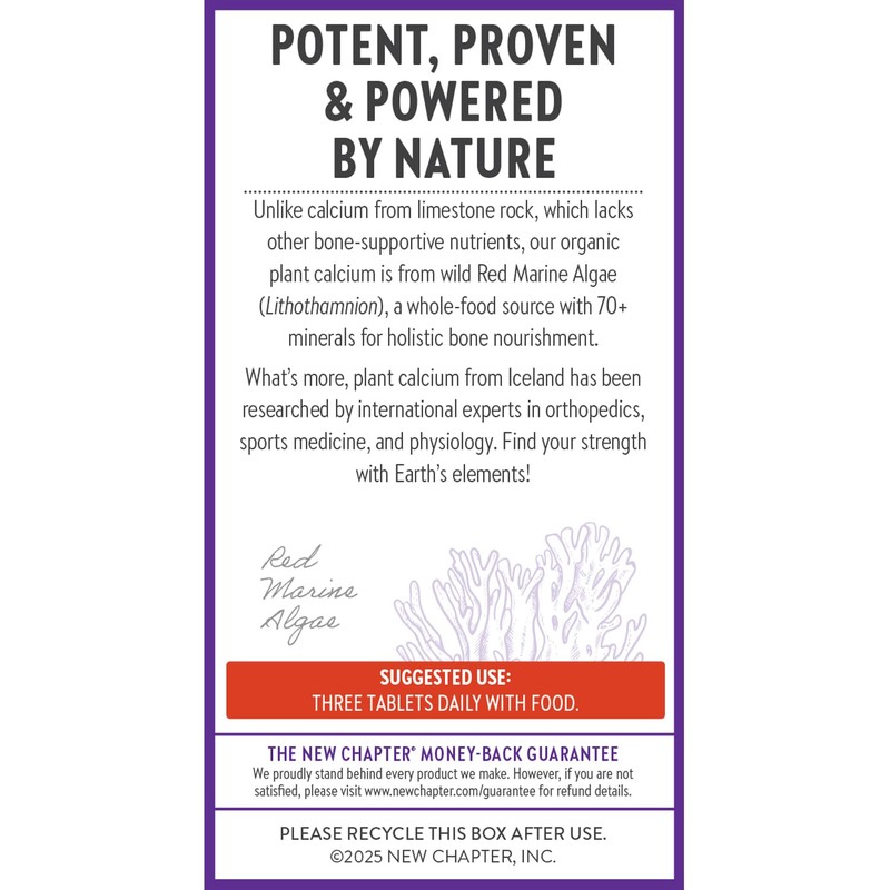 New Chapter Calcium Supplement - Bone Strength Plant-Based USDA Organic