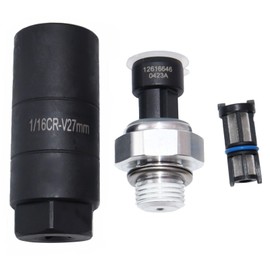 KEJSTED 12677836 Engine Oil Pressure Sensor Switch Sending Unit with Filter Socket D1846A Compatible with Chevy Silverado Tahoe Suburban Trailblazer Impala GMC Yukon Pontiac Buick 12616646 12573107