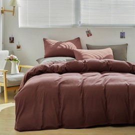 CLOTHKNOW Brick Red King Size Comforter Set 3Pcs Brownish Bedding Comforter Sets Rust Red Comforter King Soft Blackish Comforter Sets King