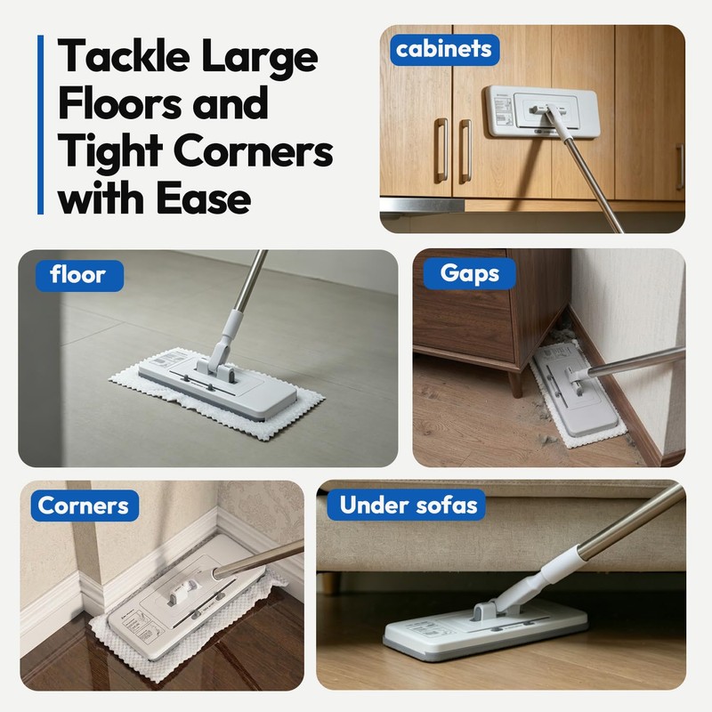 SOPAMI 2-in-1 Snap Grip Mini Mop Use Any Cloth,Cloth Changing,