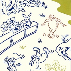 Miyamoto Towel, Miyamoto kenema Hand-dyed Tenugui, Choju-giga, Breakdance, Approx. 13.0 x 35.4 inches (33 x 90 cm), Made in Japan