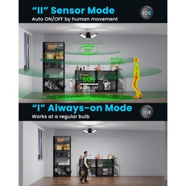 Kryoza Motion Sensor Garage Light 80W 8000LM, Motion Activated Shop Light with 360° Detection and 3 Deformable Panels, 3 Modes Screw-in Garage Ceiling LED Bulb for Indoor Basement, Attic 1-Pack