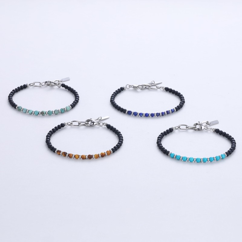 GAVU Men's Matte Onyx Tiger Eye Turquoise Lapis Lazuli Power