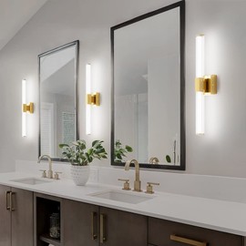 Ralbay 24inch Gold Bathroom Vanity Light Bar 22W Modern LED Vanity Lights Gold Bathroom Wall Mounted Light Fixtures Over Mirror(5500K White Light)