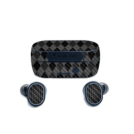 MightySkins Carbon Fiber Skin for Skullcandy Sesh True Wireless Earbuds - Black Argyle | Protective, Durable Textured Carbon Fiber Finish | Easy to Apply, Remove, and Change Styles | Made in The USA