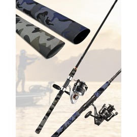 Accering Camo Fishing Rod Heat Shrink Grip Tube - Waterproof Handle Wrap, Non-Slip Shrink Tubing for Rod Handles (φ35mm, L1.64ft, Gray Camo)