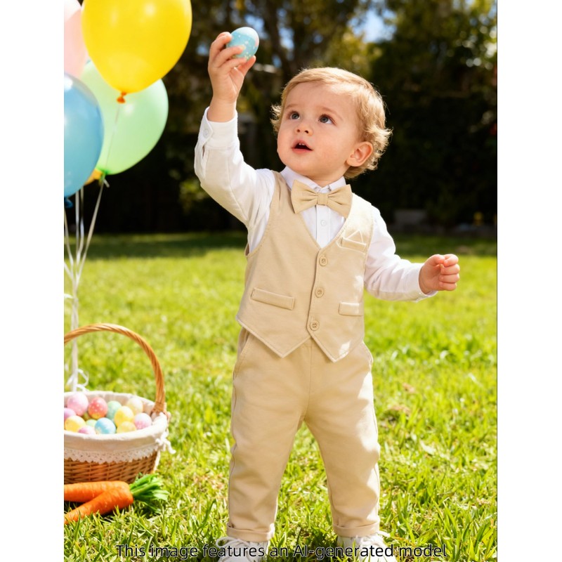 Baby Easter Outfit Boy Wedding Dress Church Khaki Suit 3-6