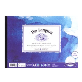 Daler-Rowney The Langton Rough 300 gsm A4 Watercolour Paper Pad, Glued 1 Side, Acid-free, 12 Natural White Sheets, Ideal for Professional Artists