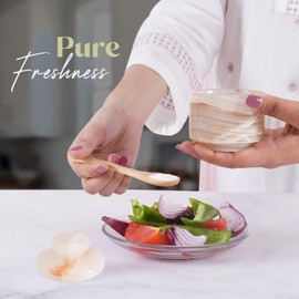 MARBLOUS KRAFTS Marble Salt Cellar 3 Inch White Onyx Salt Holder With Lid for Spice Jar & Stone Salt Container, Modern Sugar Bowl