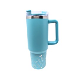 FTB Creative 40oz Custom Designed Tumbler, Double Wall Stainless Steel, with Lid and Straw (Aqua, Teacher)