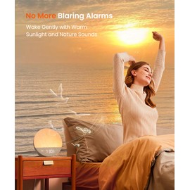 Dreamegg Sunrise 1 Light Alarm Clock Sunrise White Noise Machine, 29 Soothing Sounds, Adjustable Sleep Routines, White Noise Device, Dimmable Night Light, Wake Up Light Alarm Clock (Khaki)