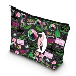 LEVLO Witch Cosmetic Bag Elphaba And Glinda Fans Gift Witch Makeup Zipper Pouch Bag Elphaba And Glinda Merch (DEFY Black)