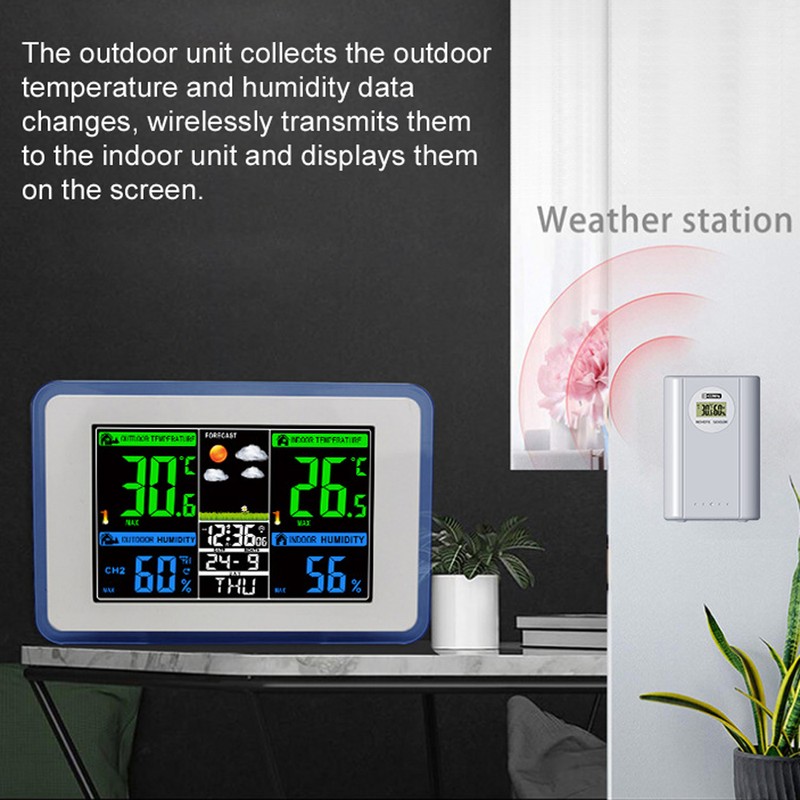 Multifunctional Wireless Home/Office Weather Station Color Digital Display Clock 433MHz
