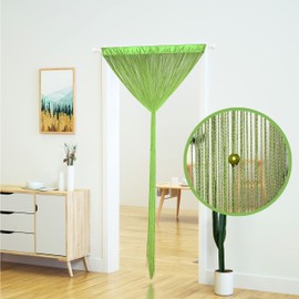 YaoYue Beaded Curtain Door String Curtains for Doorway Tassels Beads Hanging Fringe Hippie Room Divider Window Hallway Entrance Wall Closet Bedroom Privacy Decor (Grass Green, 100×280cm)