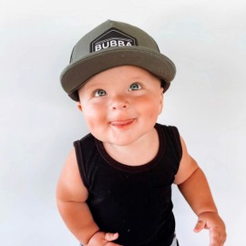 Knuckleheads Little Threads Toddler Hat - Toddler Boy Snap Back Baseball Hat - Baby Bubba Trucker Cap - Infant Newborn Youth Flat Brim Patch Sun Hat for Summer - Green, 6-12 Months
