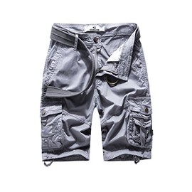 FOURSTEEDS Women's Multi-Pocket Cargo Shorts Twill Cotton Relaxed Fit Half Pants Grey US 10