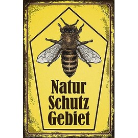 Weatherproof, sturdy garden sign for outdoor use, information sign: nature reserve, aluminium dibond sign, weatherproof 30 x 20 cm (bee)