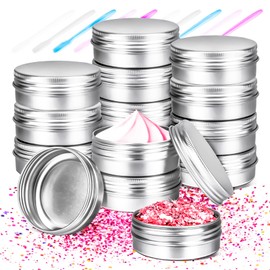 MotBach 12 Pack 1oz Tin Jars, 30ml Metal Tin cans, 1ounce Aluminum tin can jar Containers with Screw Lid for Lotion Bars, Spices, Salve, Balms, Beard Balm, Toiletries, Creams, Sample, Makeup Cosmetic