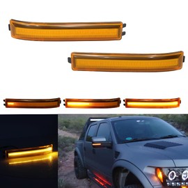 Tonsya For 2009 2010 2011 2012 2013 2014 Ford F150 & 2010-14 SVT Raptor Sequential LED Side Mirror Blinker Signal Lights Amber Lens