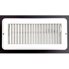 Kompell Aire RV and Home White Stamped Steel Floor Diffuser/Register with Damper 10" X 4" (Duct Opening Size) Outside Dimension 11.5"x 5.5"