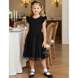 PATPAT Flower Girls Sequin Black Tutu Dress for Kids Wedding Princess Birthday Party Dresses 3-4 Year
