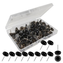 50 Pack Black Push Pins, Flat Thumb Tacks, Pushpins for Cork Board, Bulletin Board, Wall Hanging (Black, 50)