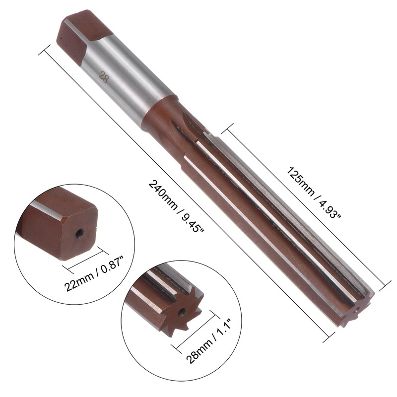 QUARKZMAN Hand Reamer 28 mm Alloy Tool Steel H8 8