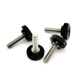 10-24 x 3/4" Knurled Thumb Screw Bolts with Black Round Clamping Knob #10 Stainless Steel (Pack Size: 8 Pack)