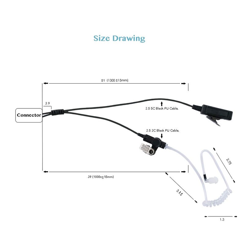 Klykon VX-261 Earpiece Headset with Ptt Mic for Motorola Yaesu