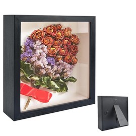 Picture Frame for Filling, Deep Picture Frame for Filling, 25 x 25 cm, with Transparent Acrylic Plate, 3D Object Frame, Deep 3 cm, Deep Frame Woods, for Wedding Gift, Black